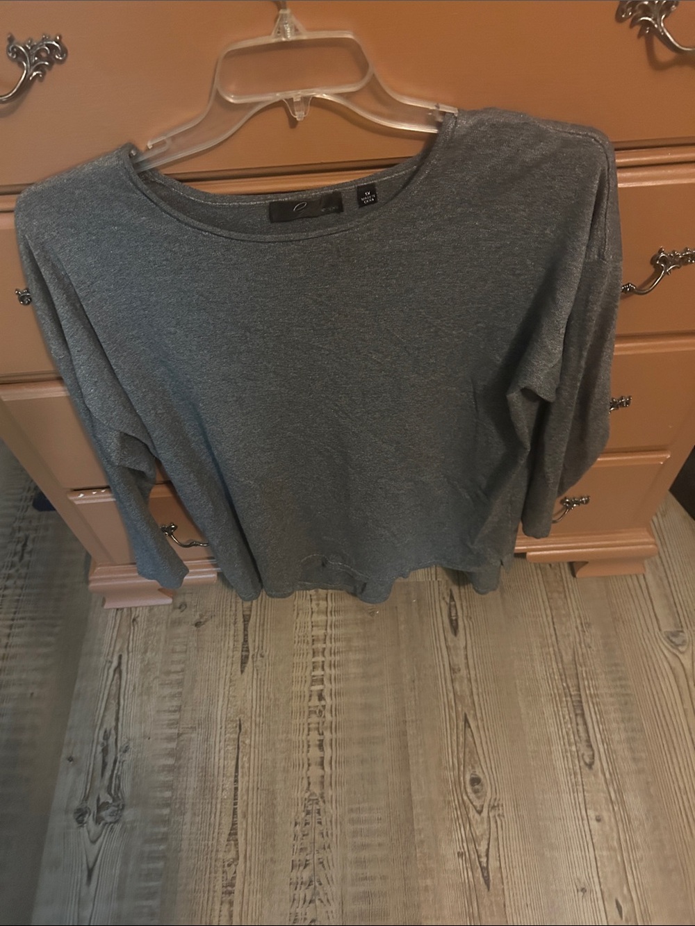 Women's Gray Long-Sleeve Knit Top by (unbranded)